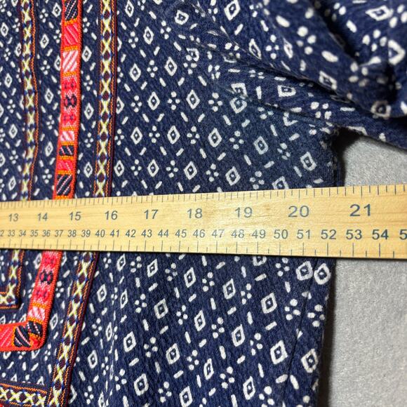 Anthropologie Akemi Kin Boho Dress M Blue Red Embroidered Artsy Indie Folk - Picture 7 of 9